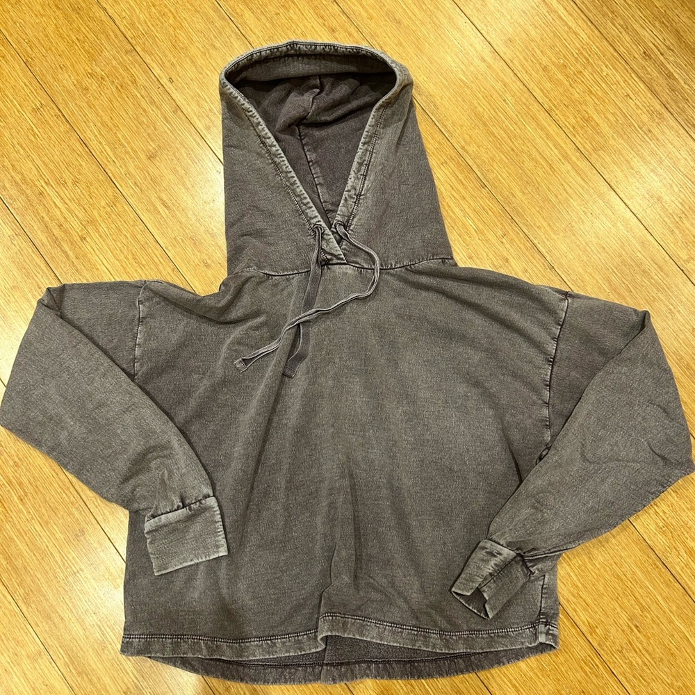 Acid Wash Cropped Purple/Gray Hoodie